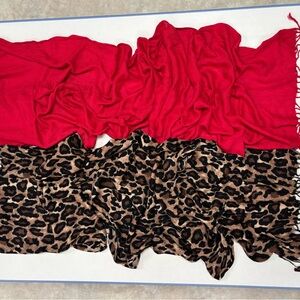 Red and Leopard Print Scarf